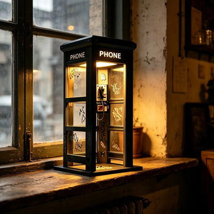 ✨ Vintage telefonkiosk-stämningslampa