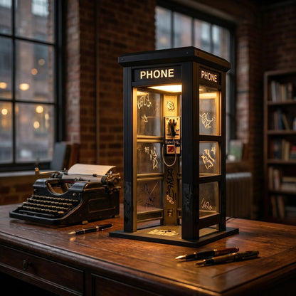 ✨ Vintage telefonkiosk-stämningslampa