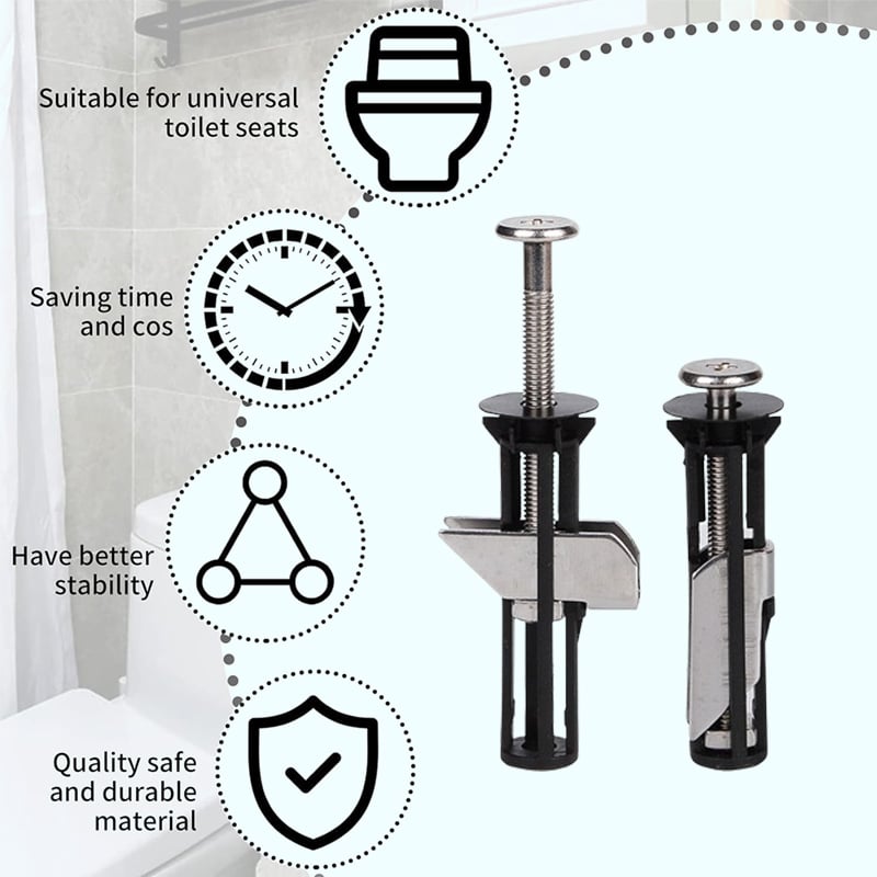 🔩KJØP 1 FÅ 1 GRATIS! 🚽 TOALETTSETESKRUER - Rustfritt stål og universal passform, inkludert skiftenøkkel for enkel montering, ekstra lang holdbarhet 🔧✨