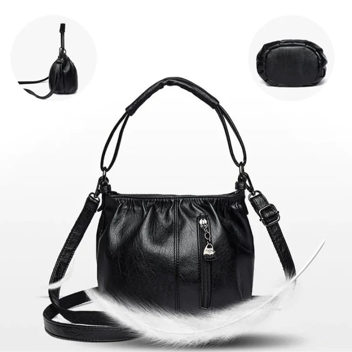 ⏰ Kun nå 50 % rabatt!👜✨ Avslappet plissert veske i mykt skinn ✨ – Praktisk bøtteveske med stil 💼 Lett, slitesterk og perfekt for hverdagsbruk! 🌟 