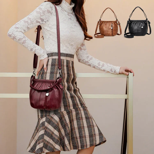 ⏰ Kun nå 50 % rabatt!👜✨ Avslappet plissert veske i mykt skinn ✨ – Praktisk bøtteveske med stil 💼 Lett, slitesterk og perfekt for hverdagsbruk! 🌟 