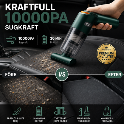 🚗💨 Trådlös bildammsugare – 10 000 Pa sugkraft, 400 g lätt design & 4 000 mAh batteri ✨
