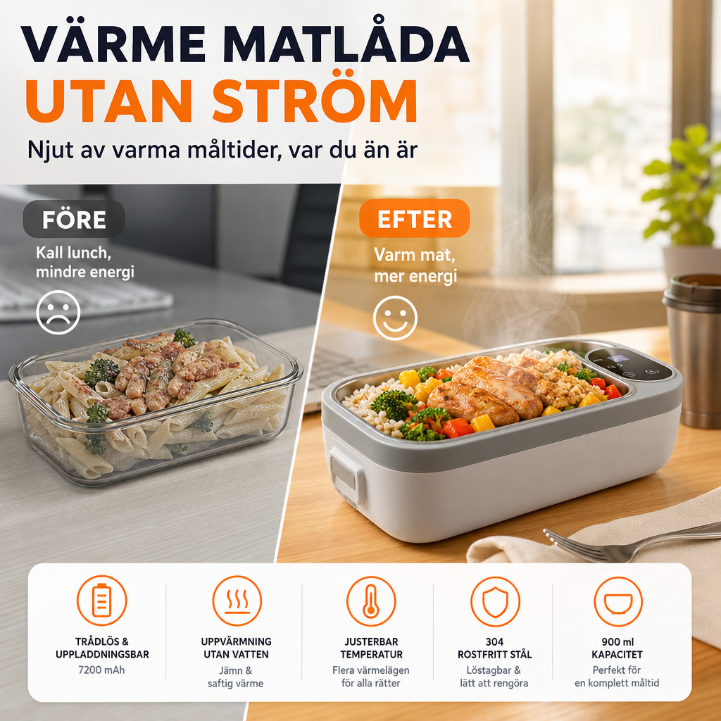 📢📢 50 % RABATT NU! 🍱⚡ Elektrisk matlåda med USB-laddning – självuppvärmande, lätt & perfekt för jobb, skola & resa 🎒