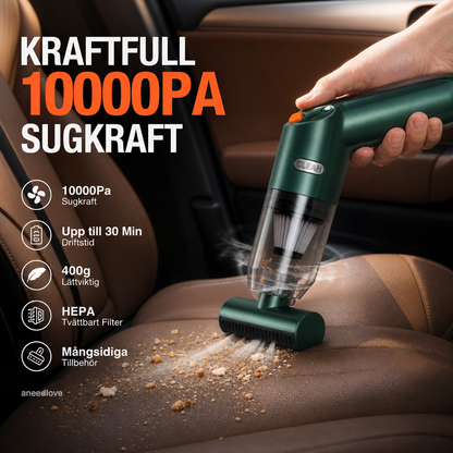🚗💨 Trådlös bildammsugare – 10 000 Pa sugkraft, 400 g lätt design & 4 000 mAh batteri ✨