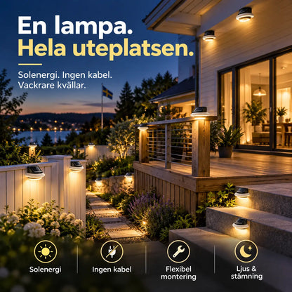 ☀️💡 Solcellsdriven LED-vägglampa för takränna – dekorativ utomhusbelysning för en mysigare uteplats 🏡✨