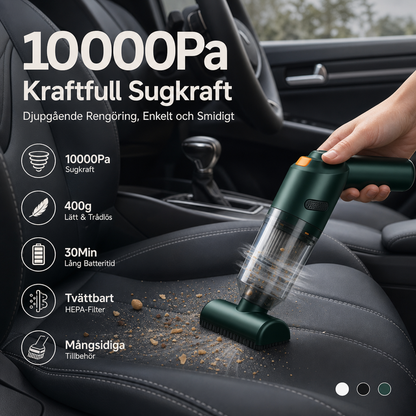 🚗💨 Trådlös bildammsugare – 10 000 Pa sugkraft, 400 g lätt design & 4 000 mAh batteri ✨