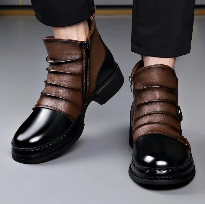 🔥🎁Nyhet 50 % RABATT👞ANKELSKOR I ÄKTA LÄDER FÖR HERR【FRI FRAKT】