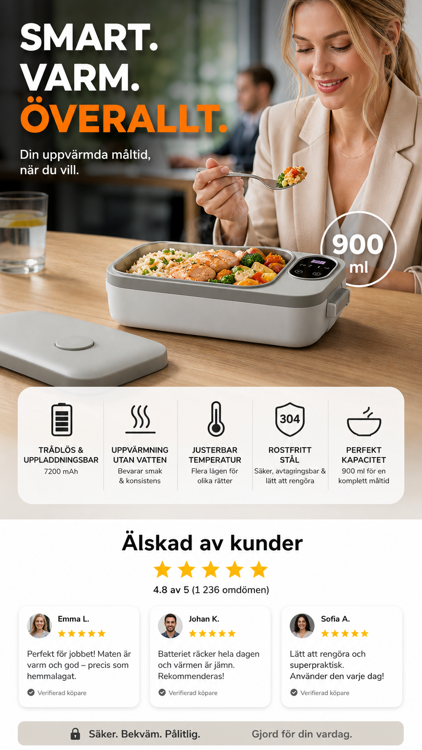 📢📢 50 % RABATT NU! 🍱⚡ Elektrisk matlåda med USB-laddning – självuppvärmande, lätt & perfekt för jobb, skola & resa 🎒
