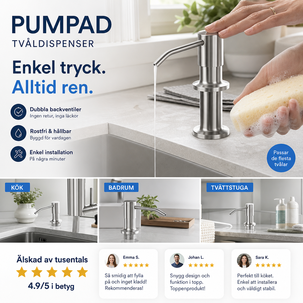 🧴✨ Diskmedelsdispenser med 99 cm slang & 360° rotation – håll diskbänken renare och mer organiserad 🚰