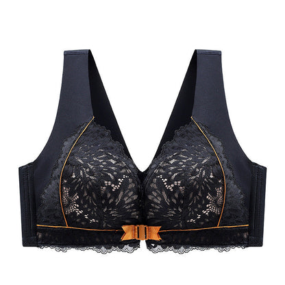 Women's Front-Clasp Lace Bra with Lift and Anti-Sagging Design