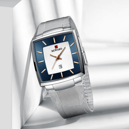 🔥Ultra-tunn kvartsklocka med fyrkantigt nätbälte för mä