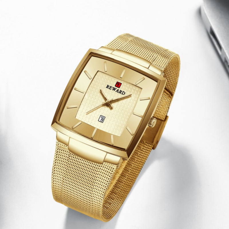 🔥Ultra-tunn kvartsklocka med fyrkantigt nätbälte för mä