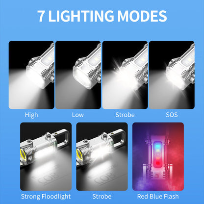 🔦Bärbar uppladdningsbar ljus nyckelring ficklampa