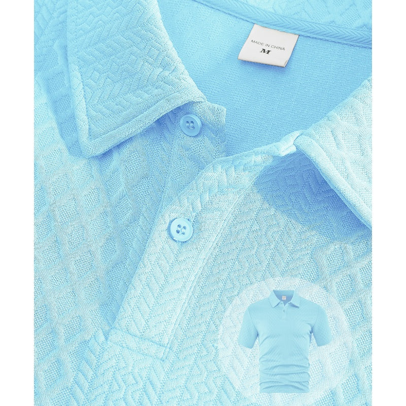 👕🩳 50% RABATT! | 2-delat Set med Kortärmad Topp & Shorts – Diamantmönster, Nedfällbar Krage & Andningsbart!