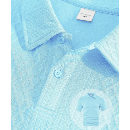 👕🩳 50% RABATT! | 2-delat Set med Kortärmad Topp & Shorts – Diamantmönster, Nedfällbar Krage & Andningsbart!