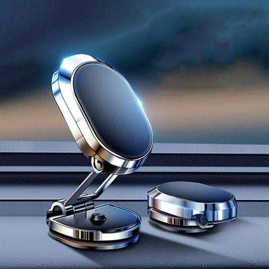 🎁🚗 Vikbar magnetisk biltelefonhållare i legering – 6 N52-magneter, 360° rotation & stark hållkraft 📱✨