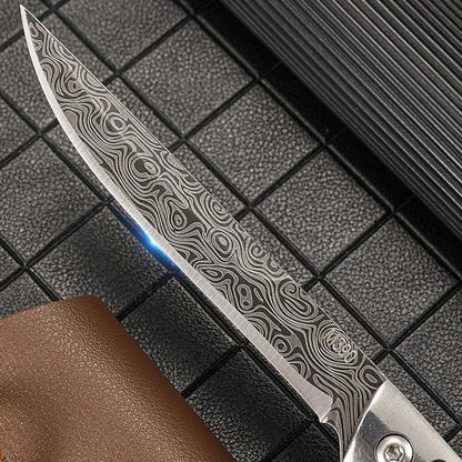 🔪 50% RABATT NU! ✨ Fällkniv med Trähandtag - Rostfritt Stål med Bältesklippa för Friluftsaktiviteter och Vardagsbruk 🌲🛡️