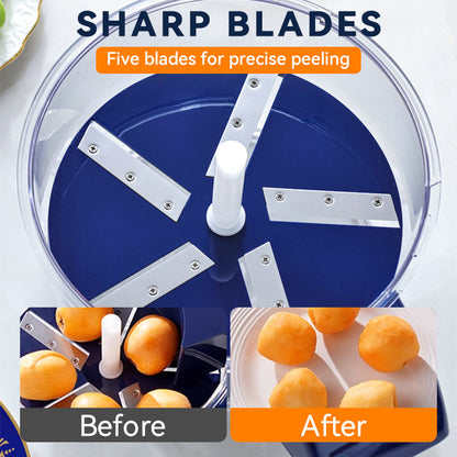 🧄🍎 50% RABATT NU! Transparent elektrisk frukt- & grönsaksskalare – 5 rostfria blad, snabb skalning & enkel rengöring – perfekt för köket 🍇✨