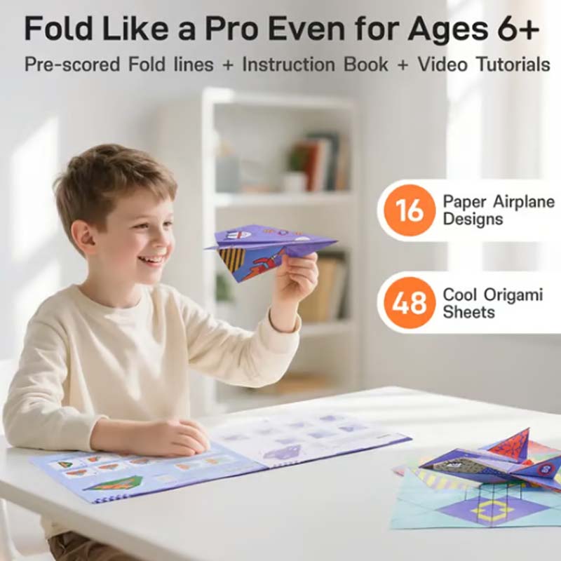 ✈️ 50 % RABATT NU! 🎨 Kreativt DIY-pappersflygplan – bygg & kasta 16 modeller – STEM-leksak för barn 6–12 år – perfekt för lärande och lek 🧒
