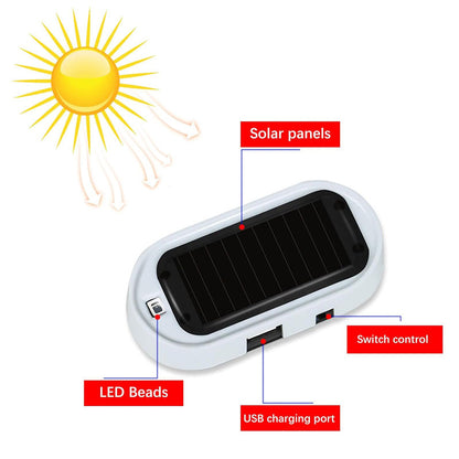 🚨☀️ Solcellsdriven LED-varningslampa för bilen – kabelfri design som ger intryck av övervakning 🚗✨