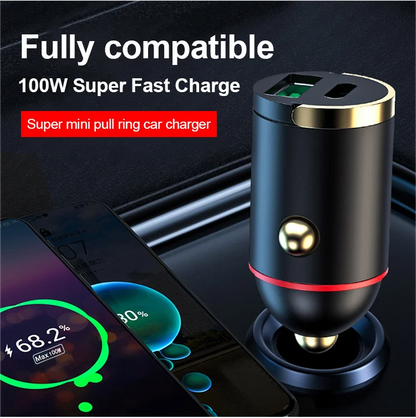 🚗 50% RABATT NU! ✨ 2-portars Kompakt Bilsnabbladdare - 24W USB-C & USB-A med Överhettningsskydd för Effektiv Laddning Under Resor 🔌📱