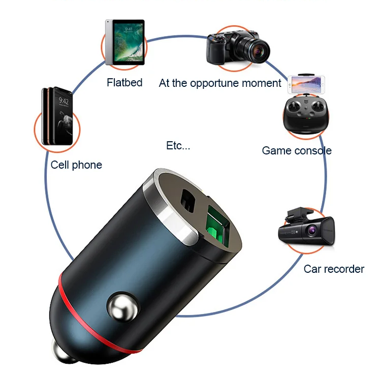 🚗 50% RABATT NU! ✨ 2-portars Kompakt Bilsnabbladdare - 24W USB-C & USB-A med Överhettningsskydd för Effektiv Laddning Under Resor 🔌📱