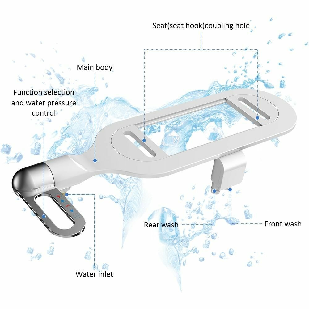 Icke-Elektrisk Dubbelmunstycke Bidet-Fäste - Självtvättande - Justerbart Tryck - Ultratunt
