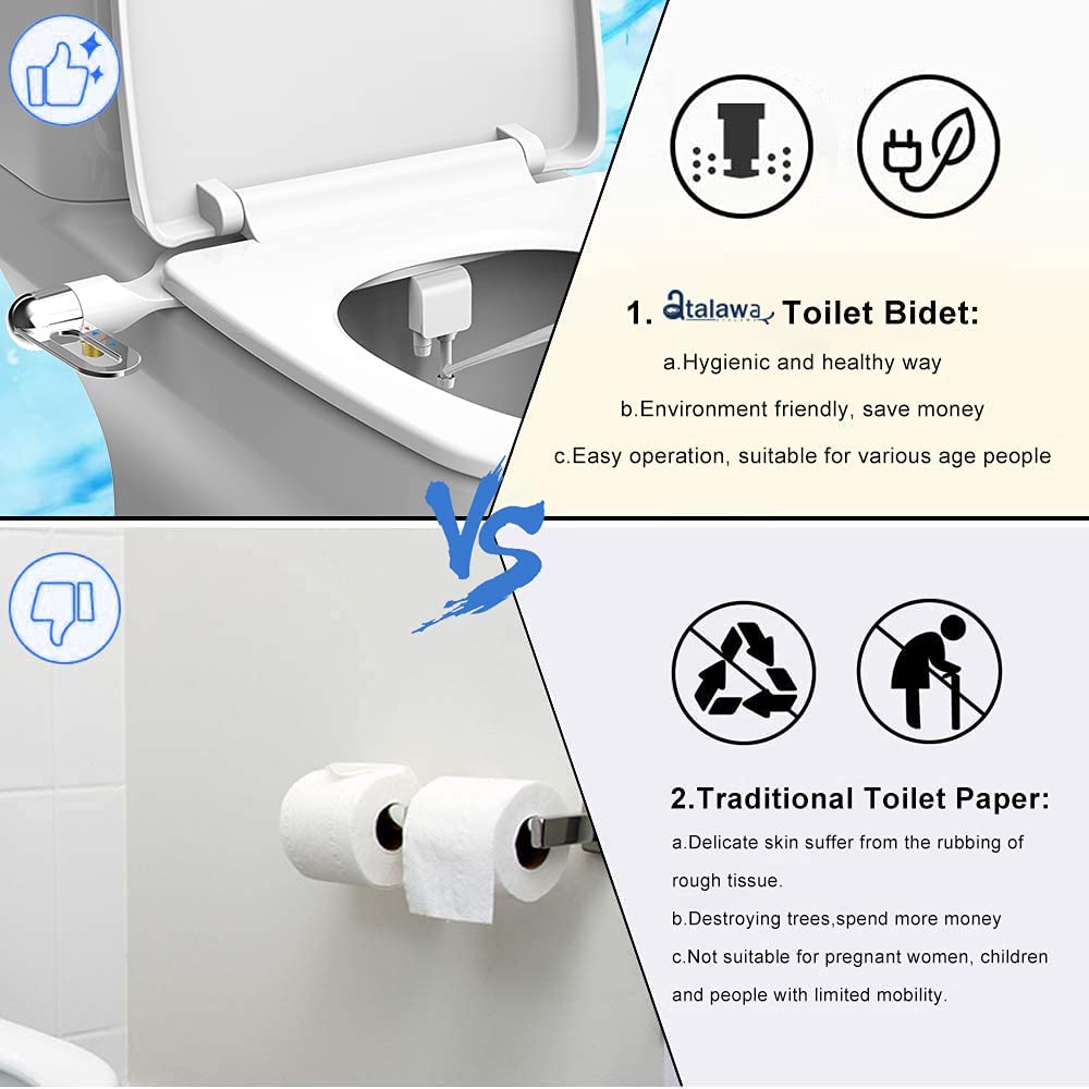 Icke-Elektrisk Dubbelmunstycke Bidet-Fäste - Självtvättande - Justerbart Tryck - Ultratunt