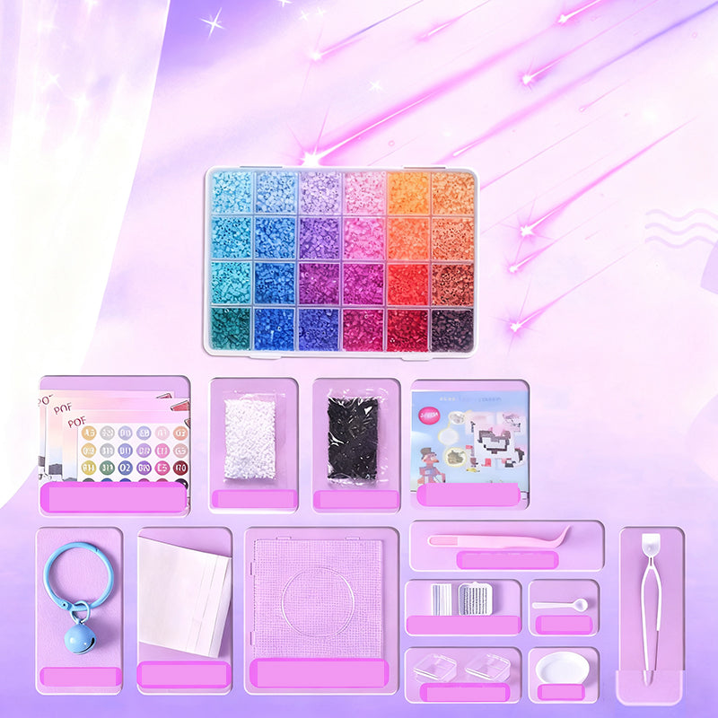 💝Komplett set med 96 färgade smältbara pärlor✨ – Det ultimata setet med strykjärn, pegboards och mönster för oändliga DIY-projekt!🌟