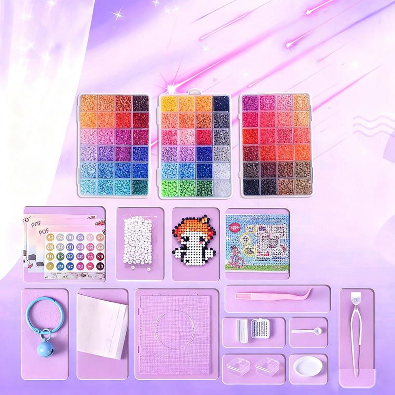 💝Komplett set med 96 färgade smältbara pärlor✨ – Det ultimata setet med strykjärn, pegboards och mönster för oändliga DIY-projekt!🌟