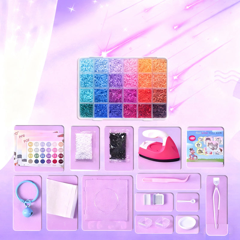 💝Komplett set med 96 färgade smältbara pärlor✨ – Det ultimata setet med strykjärn, pegboards och mönster för oändliga DIY-projekt!🌟