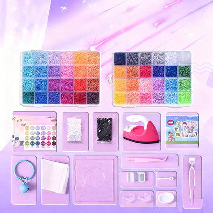 💝Komplett set med 96 färgade smältbara pärlor✨ – Det ultimata setet med strykjärn, pegboards och mönster för oändliga DIY-projekt!🌟