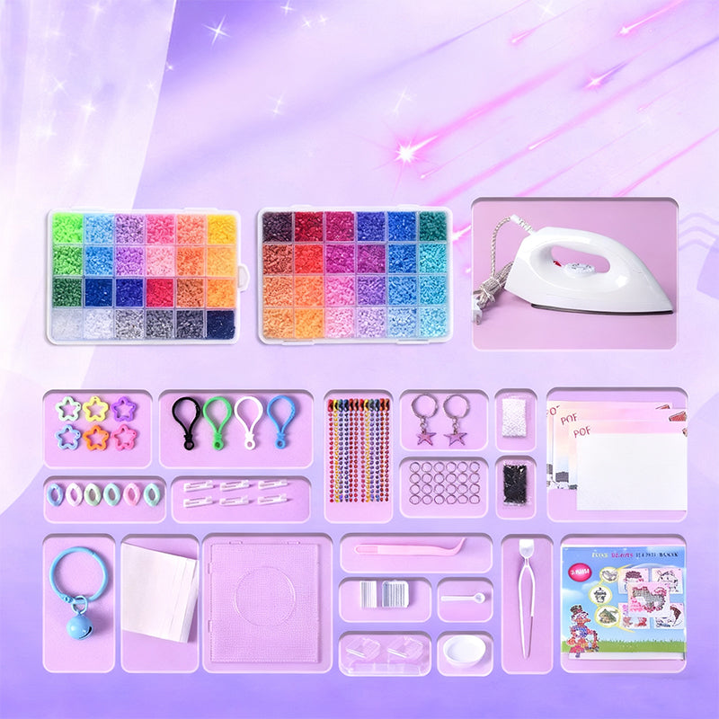 💝Komplett set med 96 färgade smältbara pärlor✨ – Det ultimata setet med strykjärn, pegboards och mönster för oändliga DIY-projekt!🌟