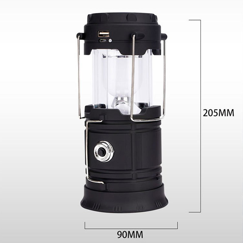 🏕️🔦 Solcellsdriven hopfällbar 2-i-1-lampa – bordslampa & ficklampa för camping och utomhusbruk ✨