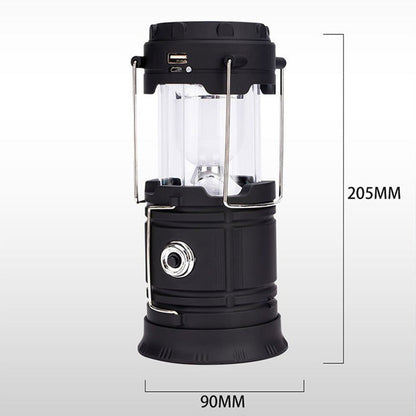 🏕️🔦 Solcellsdriven hopfällbar 2-i-1-lampa – bordslampa & ficklampa för camping och utomhusbruk ✨