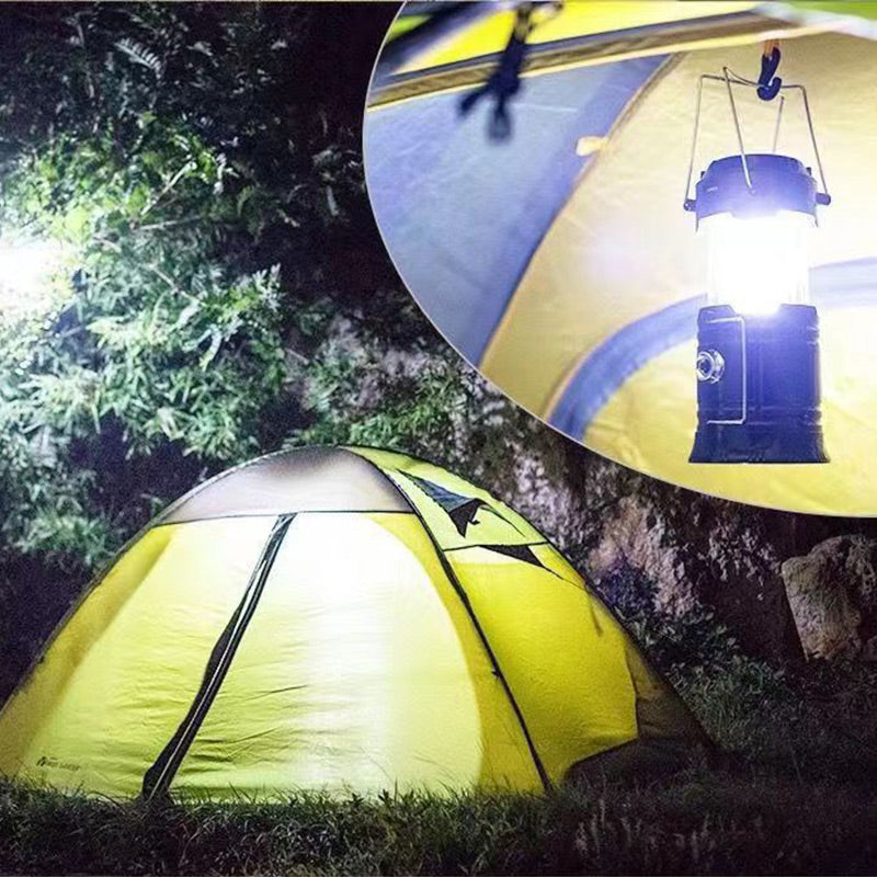 🏕️🔦 Solcellsdriven hopfällbar 2-i-1-lampa – bordslampa & ficklampa för camping och utomhusbruk ✨