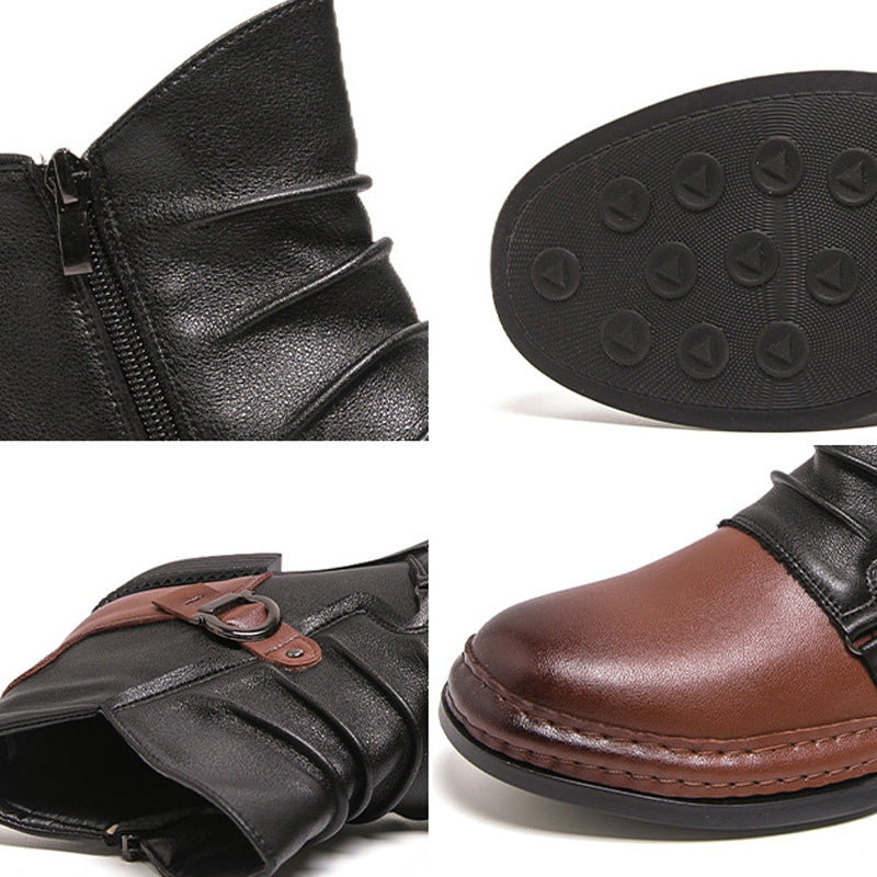 🔥🎁Nyhet 50 % RABATT👞ANKELSKOR I ÄKTA LÄDER FÖR HERR【FRI FRAKT】