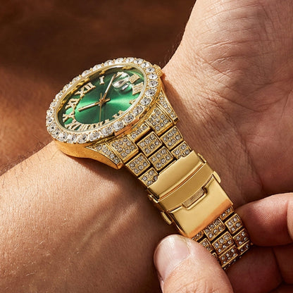 ⌚ 50 % RABATT! ✨ Herreklokke med strass og kvartsurverk – ​​Luksuriøst design, iøynefallende og perfekt for fester 💎