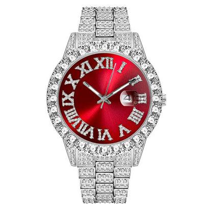 ⌚ 50 % RABATT! ✨ Herreklokke med strass og kvartsurverk – ​​Luksuriøst design, iøynefallende og perfekt for fester 💎