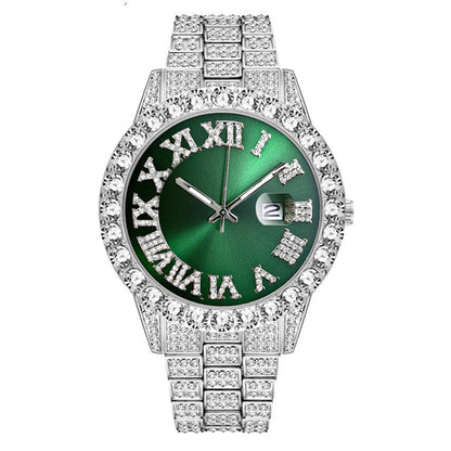 ⌚ 50 % RABATT! ✨ Herreklokke med strass og kvartsurverk – ​​Luksuriøst design, iøynefallende og perfekt for fester 💎