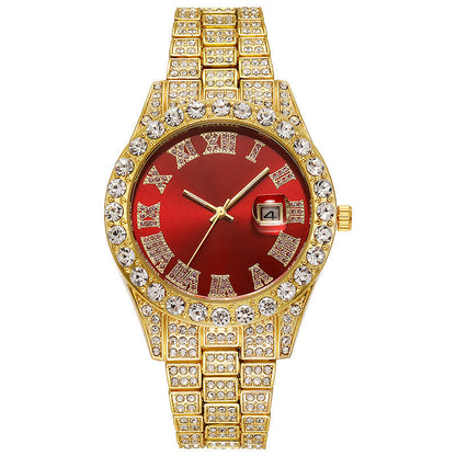 ⌚ 50 % RABATT! ✨ Herreklokke med strass og kvartsurverk – ​​Luksuriøst design, iøynefallende og perfekt for fester 💎