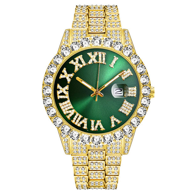 ⌚ 50 % RABATT! ✨ Herreklokke med strass og kvartsurverk – ​​Luksuriøst design, iøynefallende og perfekt for fester 💎