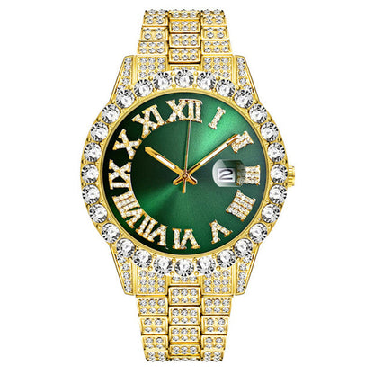 ⌚ 50 % RABATT! ✨ Herreklokke med strass og kvartsurverk – ​​Luksuriøst design, iøynefallende og perfekt for fester 💎