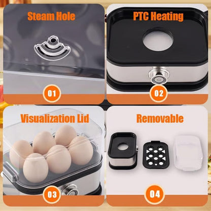 🍳✨ Multifunktionell äggkokare med genomskinligt lock – koka ägg, pochera och tillaga omelett enkelt hemma 🥚🏡