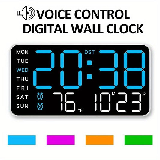 ⏰ Endast nu 50% rabatt!🔥Stor digital väggklocka med LED-display, datum och termometer