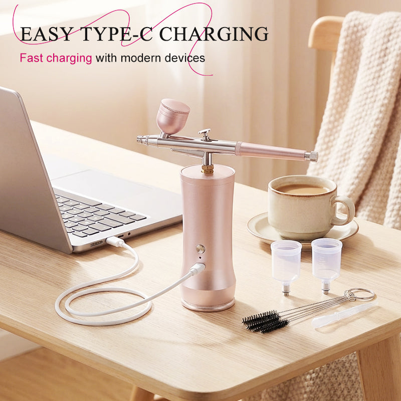 50% RABATT! ✨ Trådlöst Airbrush Kit för Smink – Lättvikt, Lång Batteritid & Jämn Färgspridning 🌬️