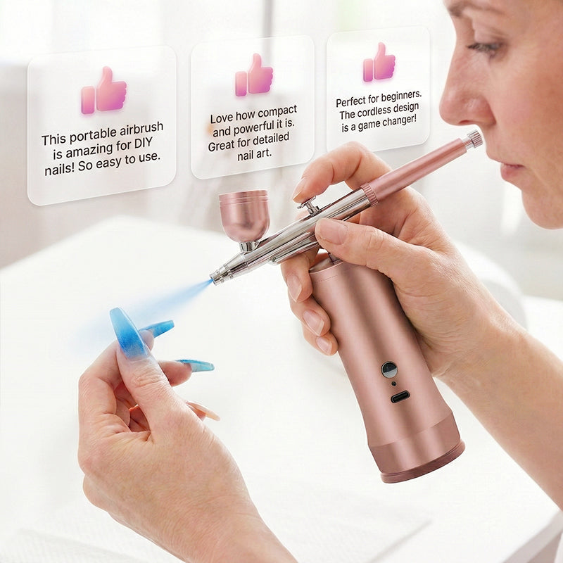 50% RABATT! ✨ Trådlöst Airbrush Kit för Smink – Lättvikt, Lång Batteritid & Jämn Färgspridning 🌬️