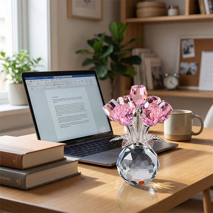 🎈Vinterrea🎈 Tidsbegränsad 50% rabatt! 💕 🌹 Evig Kristallrosblomma Figurin i Vas