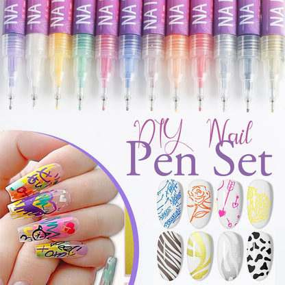 🎁Het rea 50% RABATT⏳Nagelkonstpennset i 12 färger