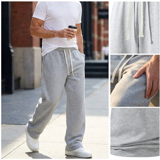 👖 Lösa Byxor för Män med Dragsko – Bekvämt Bomullstyg, Fickor & Casual Stil för Vardag och Träning 🏃‍♂️